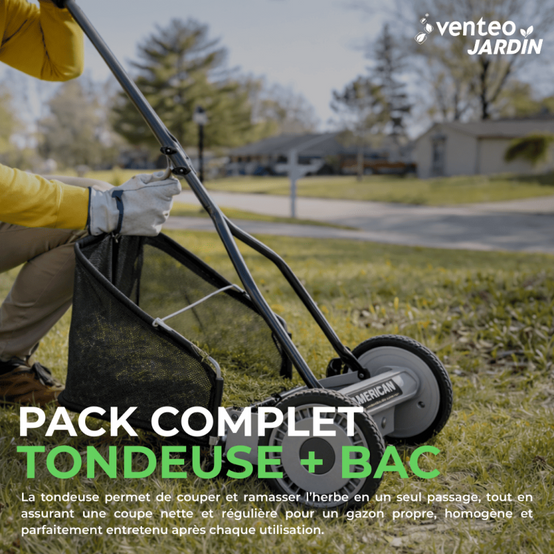 VENTEO Pack Tondeuse Hélicoïdale Manuelle 45cm 5 lames et du Bac 45 à 50cm | Tondeuse Manuelle Coupe Sans Électricité - VENTEO - Image 4