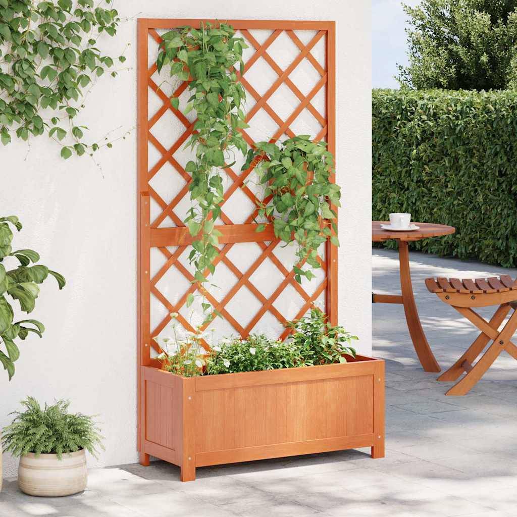 Vidaxl - Jardinière avec treillis marron 70x30x135 cm bois massif de sapin vidaXL 316426 - Image 1