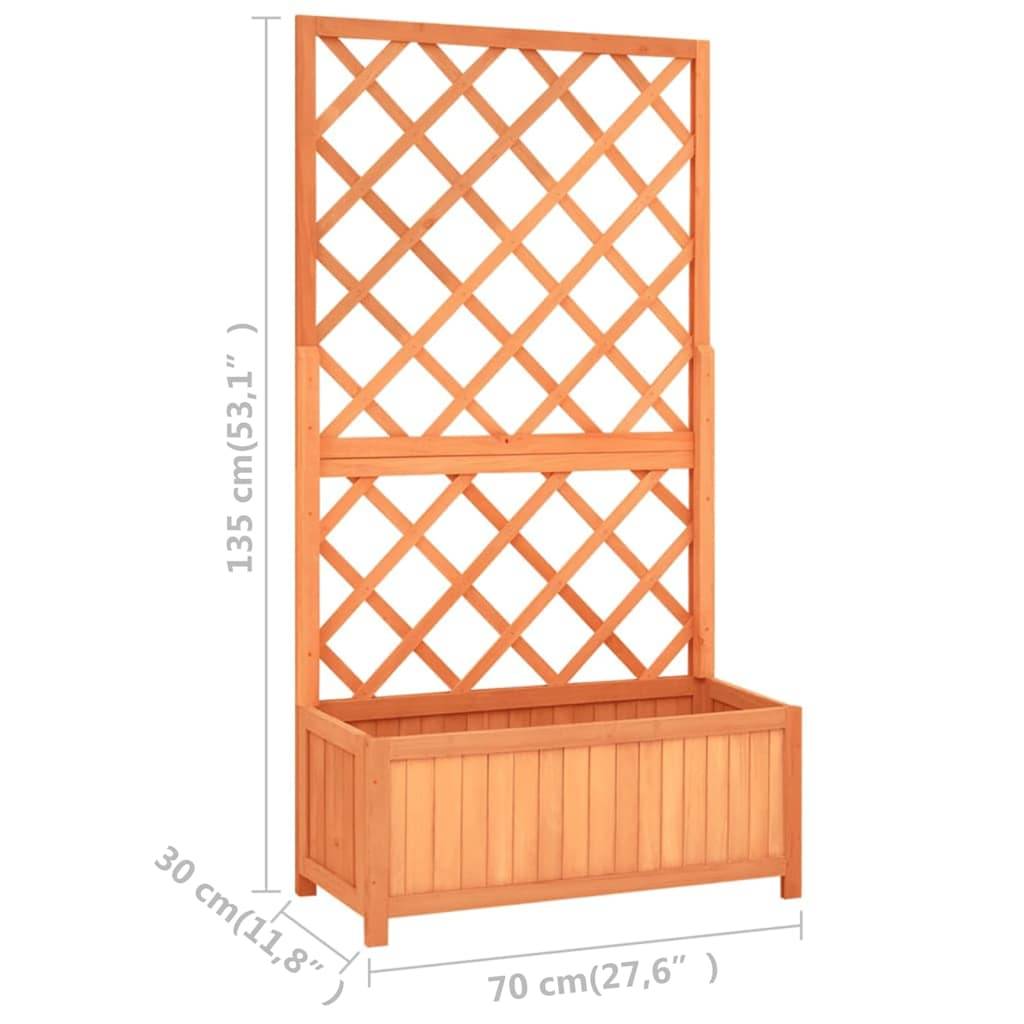 Vidaxl - Jardinière avec treillis marron 70x30x135 cm bois massif de sapin vidaXL 316426 - Image 3