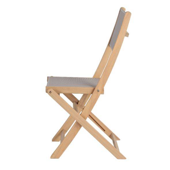 Ensemble table et chaises de jardin RIMINI 2 places en bois d'acacia et textilène taupe Beau Rivage - Image 7