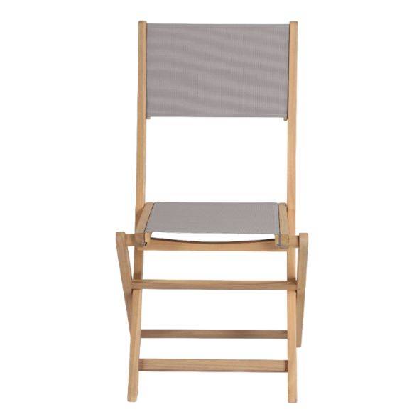 Ensemble table et chaises de jardin RIMINI 2 places en bois d'acacia et textilène taupe Beau Rivage - Image 5