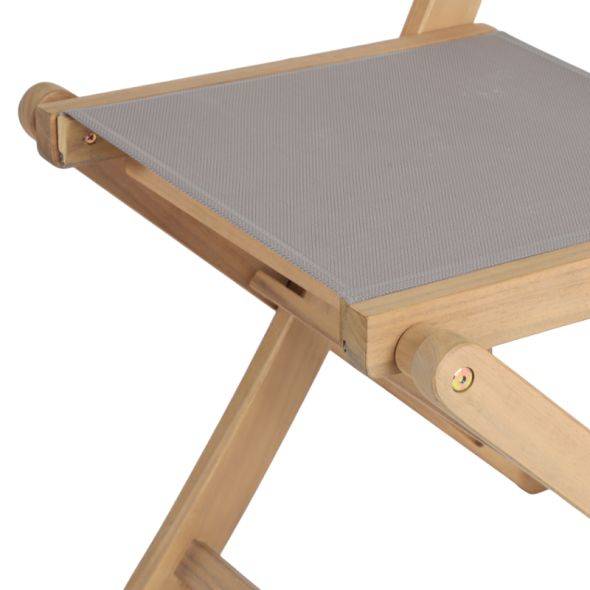 Ensemble table et chaises de jardin RIMINI 2 places en bois d'acacia et textilène taupe Beau Rivage - Image 4