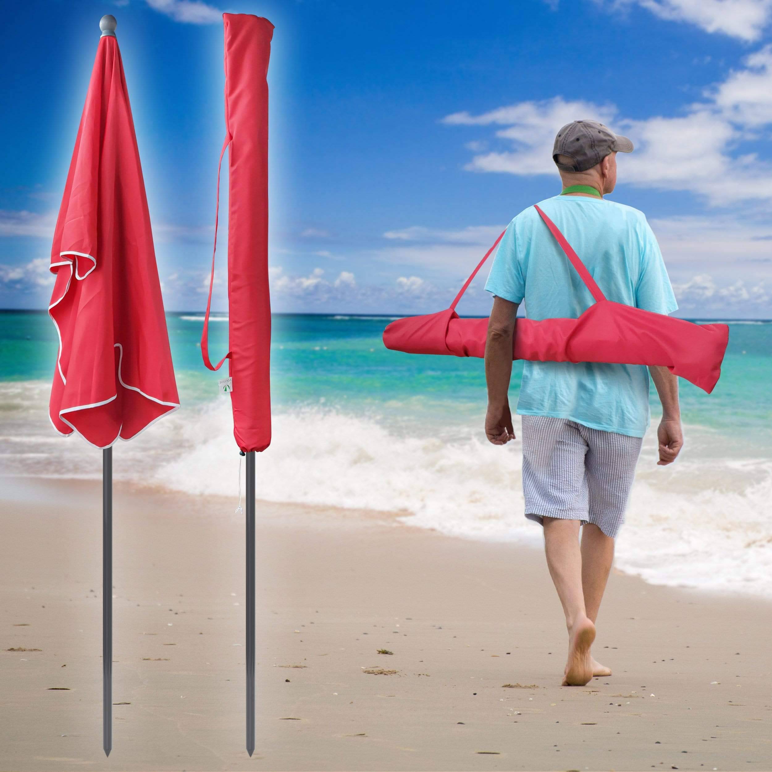 Parasol inclinable rectangulaire 2x1.25m avec housse de protection rouge - hauteur et angles ajustables - VOUNOT® - Image 5