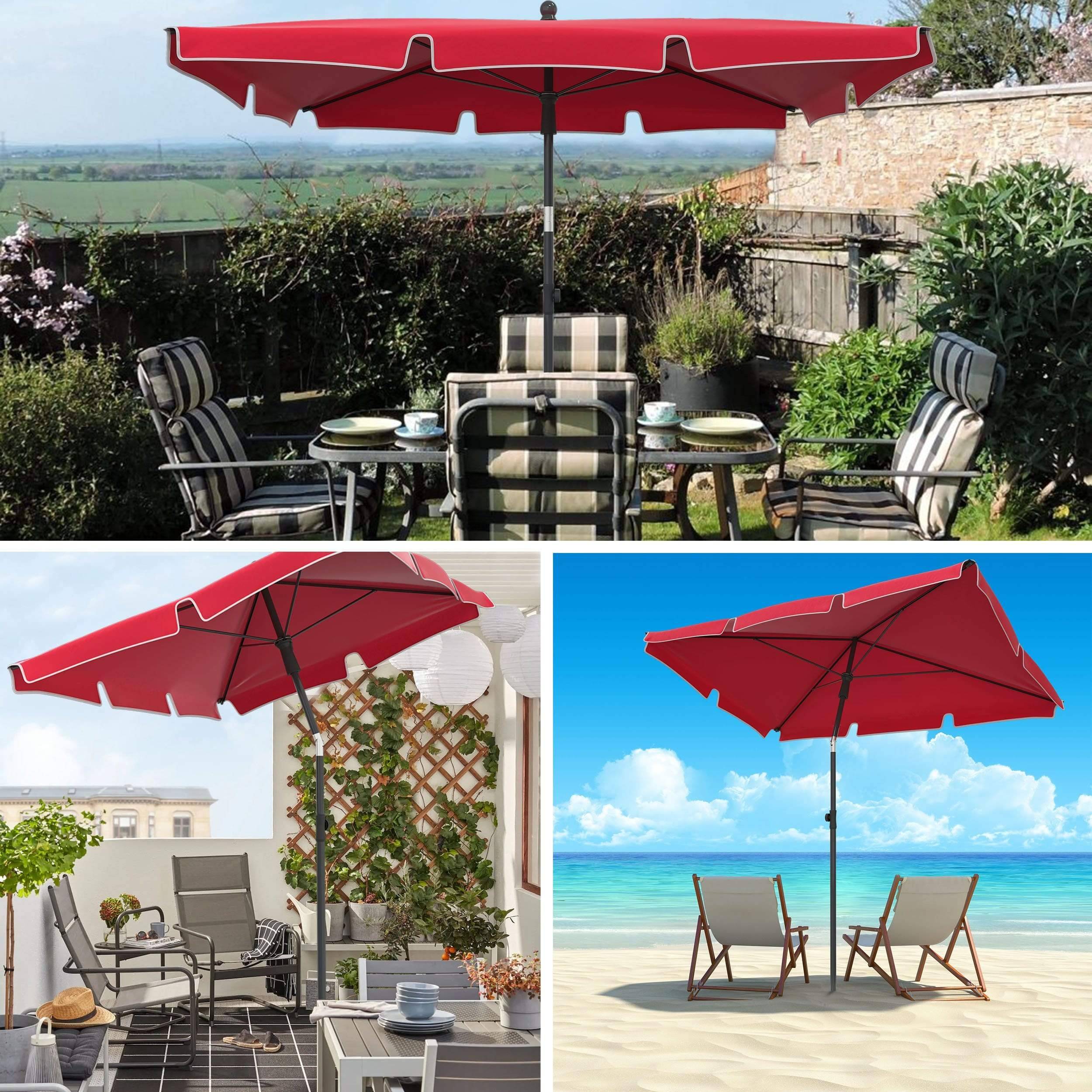 Parasol inclinable rectangulaire 2x1.25m avec housse de protection rouge - hauteur et angles ajustables - VOUNOT® - Image 6