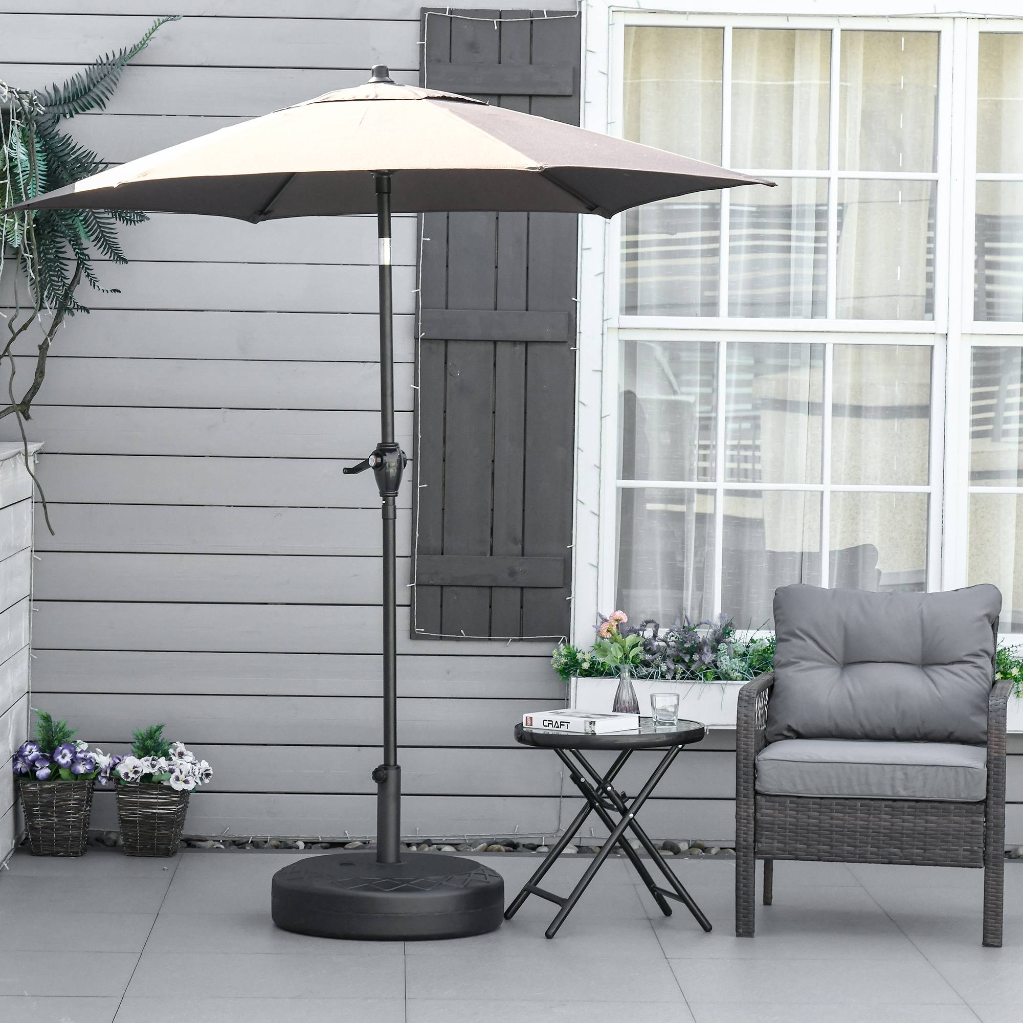 Pied de Parasol Rond à Remplir 30kg pour Mâts de Ø38mm et Ø48mm Noir - ComfortXL Outdoor Living - Image 3