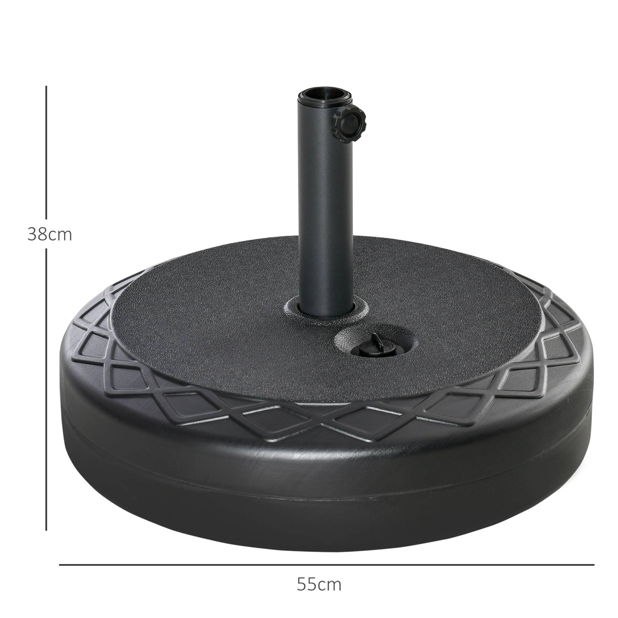 Pied de Parasol Rond à Remplir 30kg pour Mâts de Ø38mm et Ø48mm Noir - ComfortXL Outdoor Living - Image 5