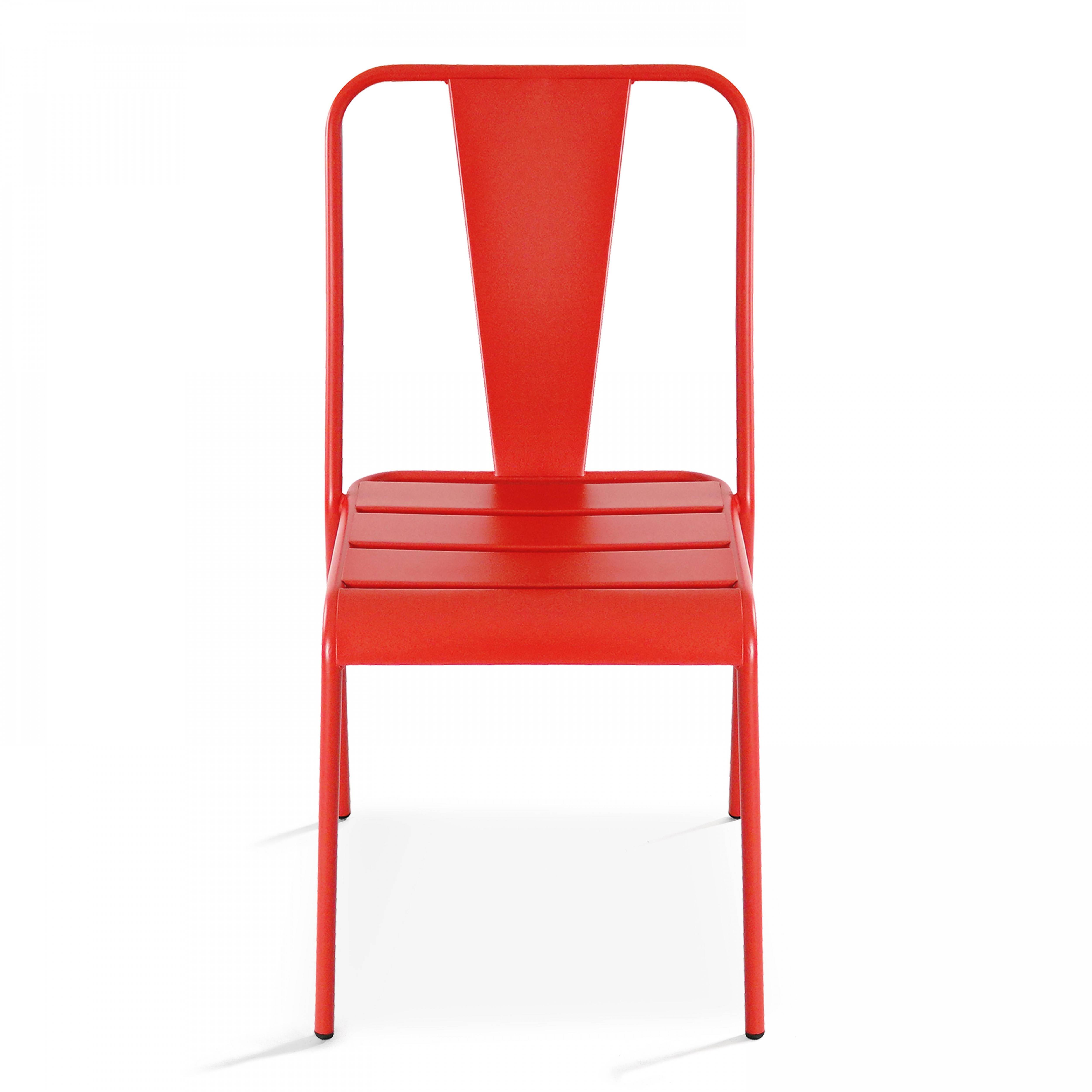 Oviala - Chaise de jardin en métal rouge Dieppe - Oviala - Image 5