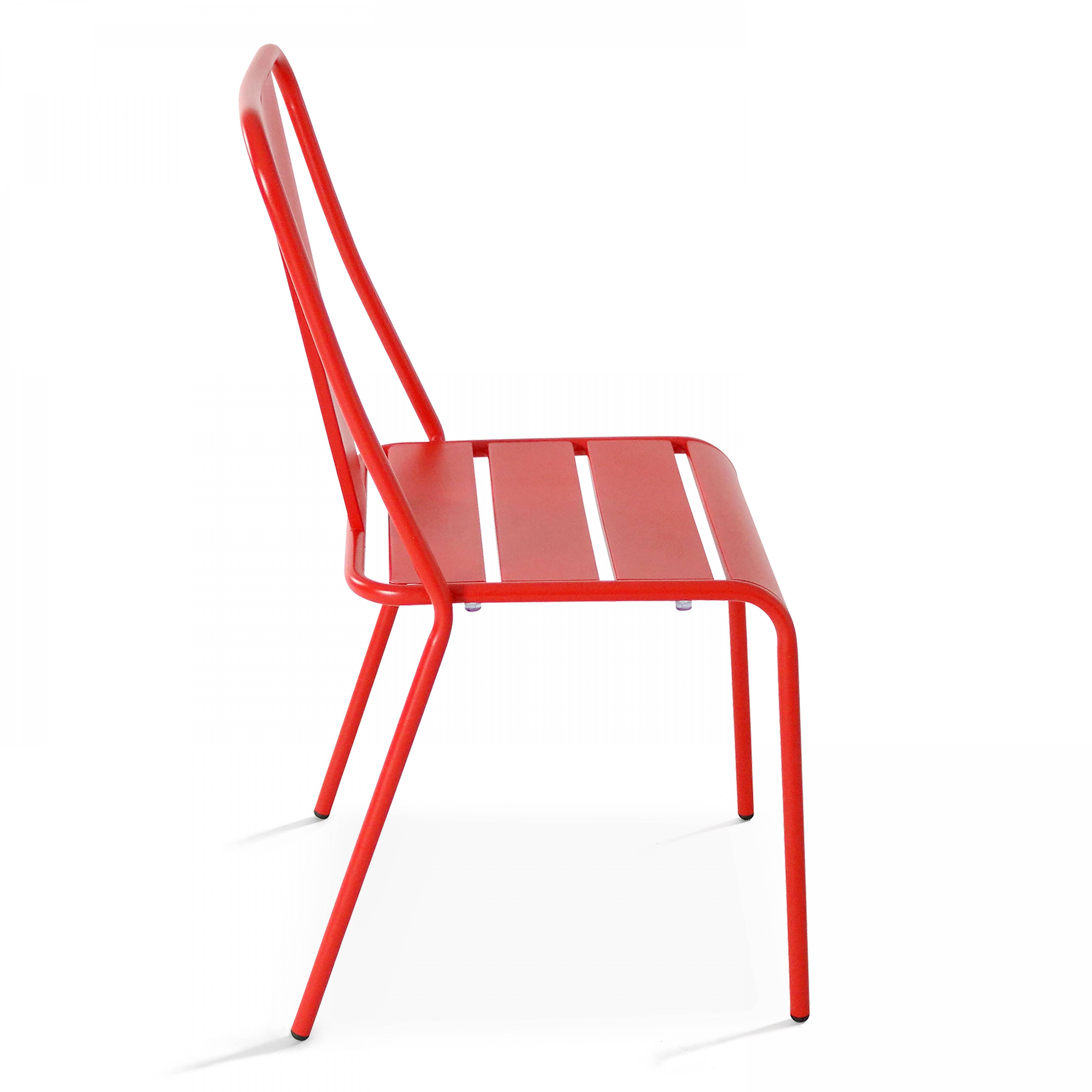 Oviala - Chaise de jardin en métal rouge Dieppe - Oviala - Image 6