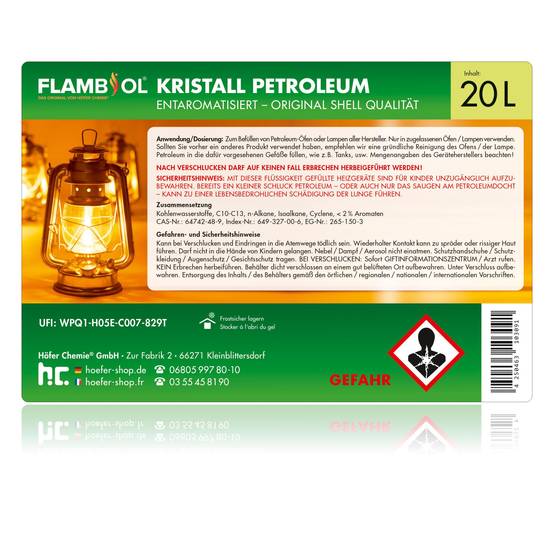 Pétrole de chauffage FLAMBIOL® en bidon de 20 L x 12 - Image 4