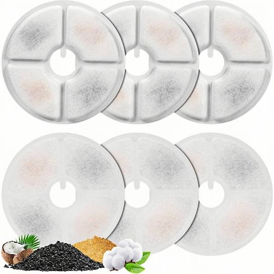Lytech - Filtres De Remplacement Pour Fontaine À Eau Chat 6 Pièces Adaptés Fleur 3L Coton Triple Action - Lytech - Image 1