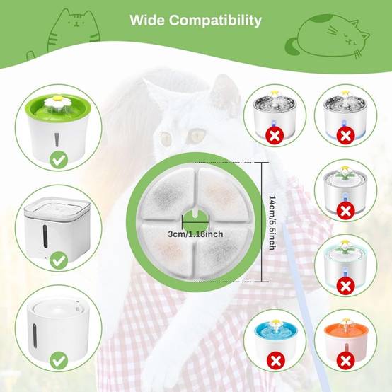 Lytech - Filtres De Remplacement Pour Fontaine À Eau Chat 6 Pièces Adaptés Fleur 3L Coton Triple Action - Lytech - Image 5