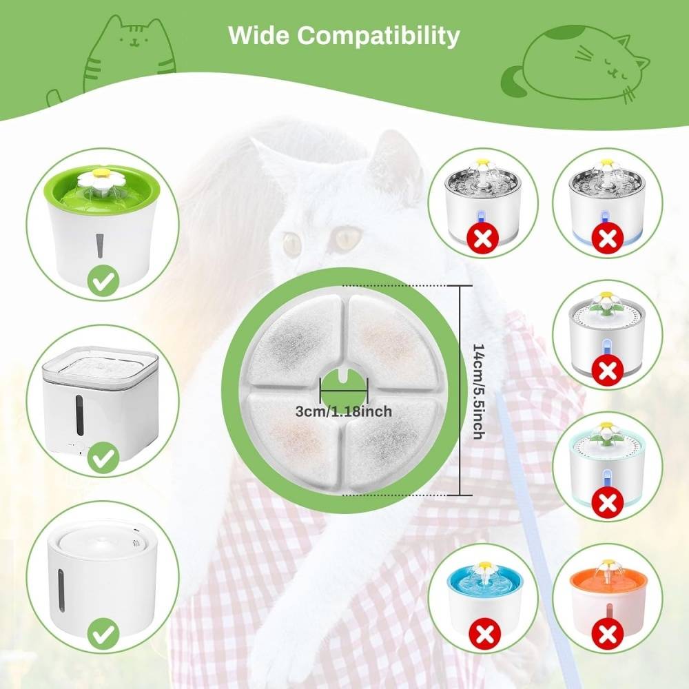 Lytech - Filtres De Remplacement Pour Fontaine À Eau Chat 6 Pièces Adaptés Fleur 3L Coton Triple Action - Lytech - Image 5
