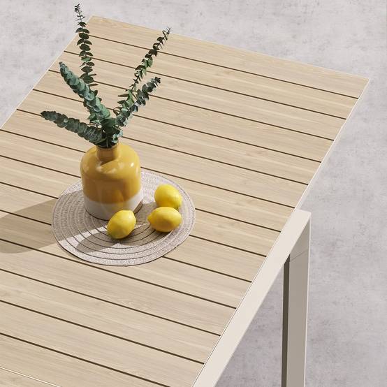 Hesperide - Table de jardin extensible coulissante "Évasion" effet bois lin & argile 10 places lates en aluminium Hespéride - Image 3