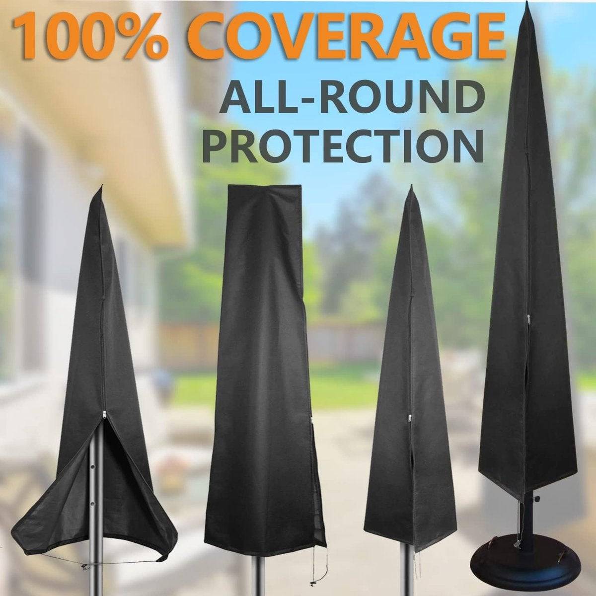 IntiMeg - Housse de parasol - 190×50×30cm - 600Davec zip, cordon de serrage et poche de rangement - Housse de parasol déporté et autoportant - Noir IntiMeg - Image 3
