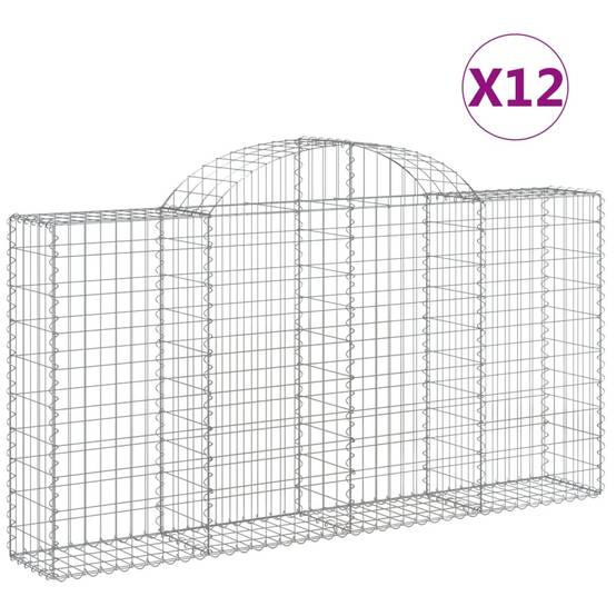 Gabion Arqué Fer Galvanisé Jardin 200x30x100/120cm 12pcs - ComfortXL Outdoor Living - Image 2