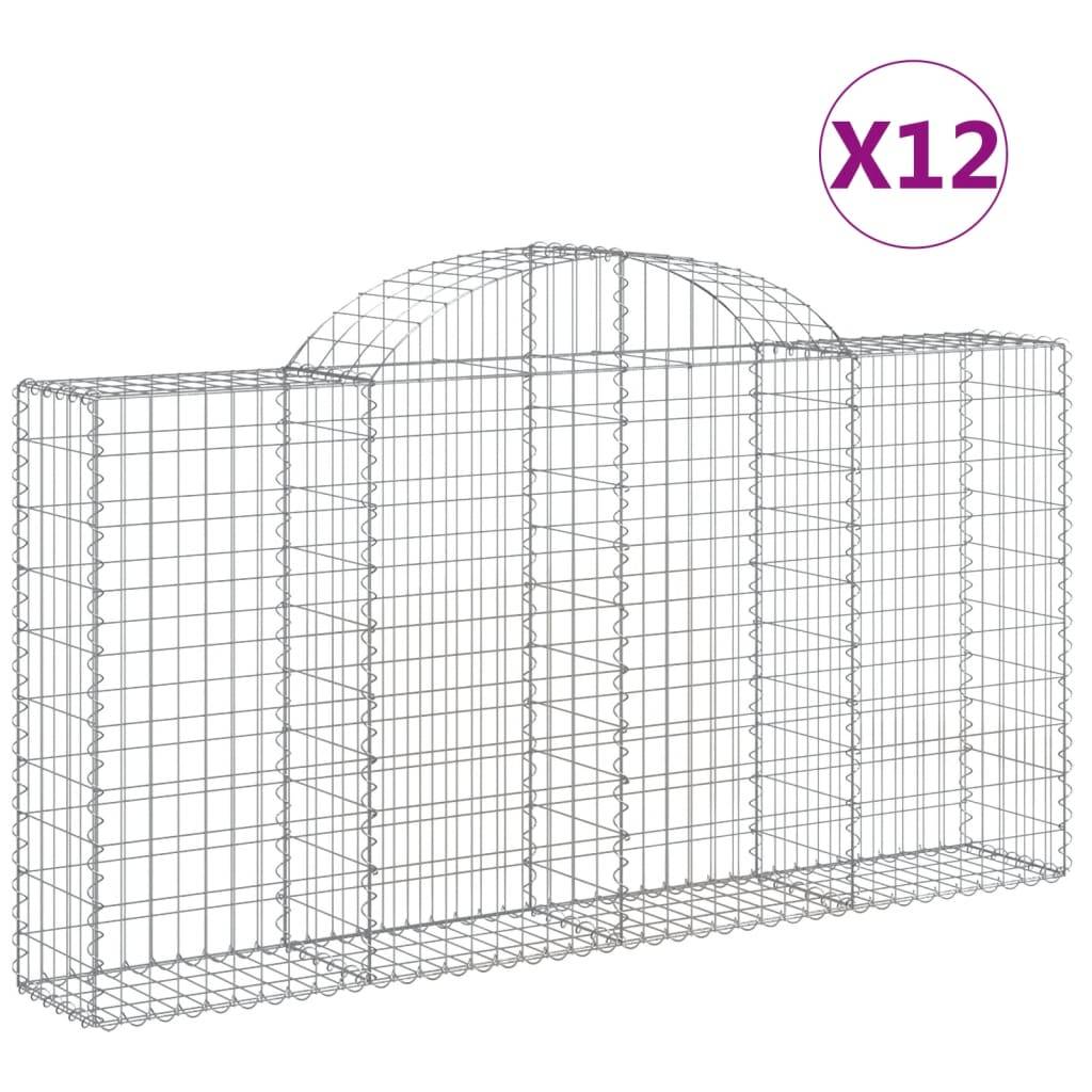 Gabion Arqué Fer Galvanisé Jardin 200x30x100/120cm 12pcs - ComfortXL Outdoor Living - Image 2