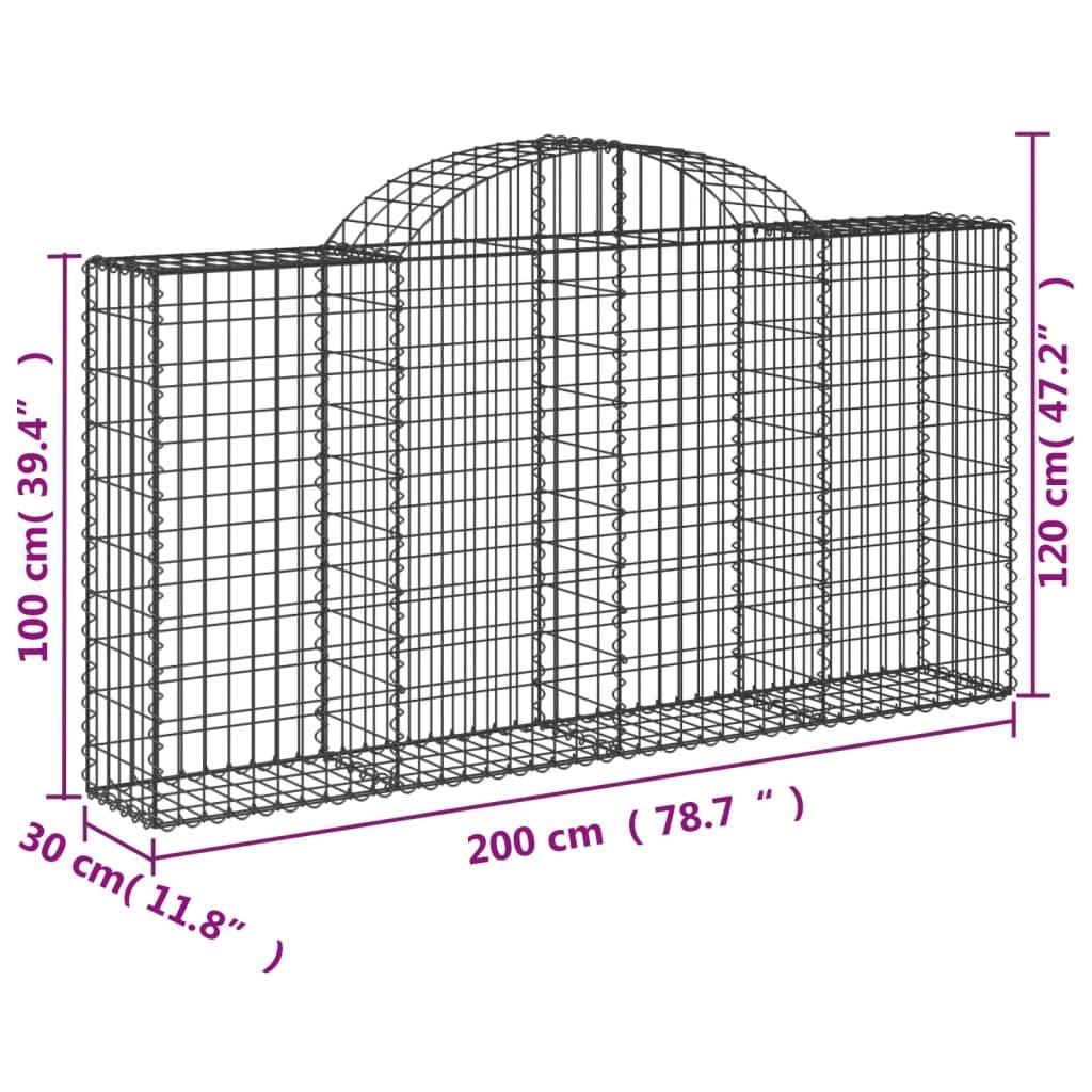 Gabion Arqué Fer Galvanisé Jardin 200x30x100/120cm 12pcs - ComfortXL Outdoor Living - Image 6