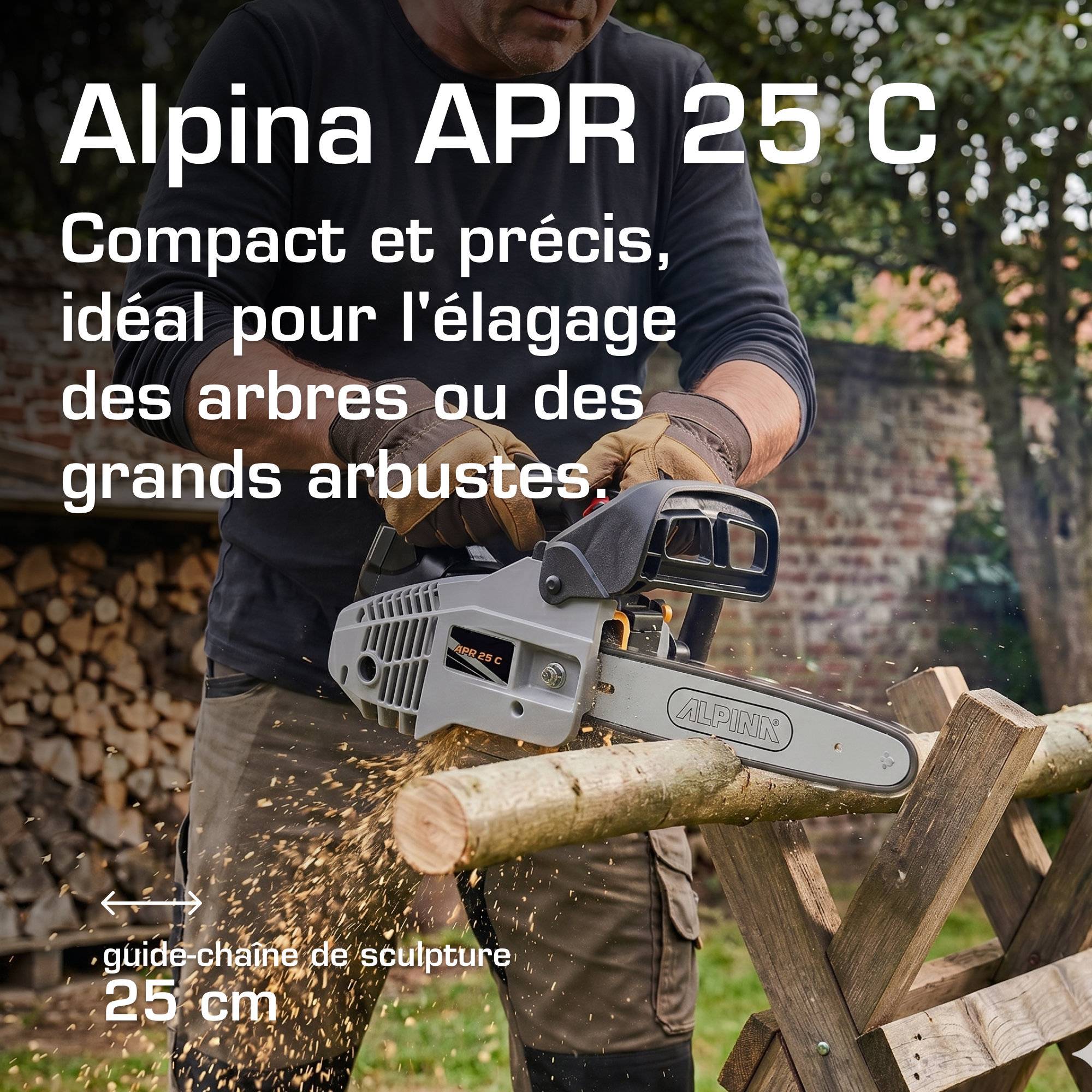 Alpina - Tronçonneuse thermique d'élagage APR 25 C, Moteur 25,4 cc, Guide 25 cm avec pompe à huile automatique et frein de chaîne - Alpina - Image 2