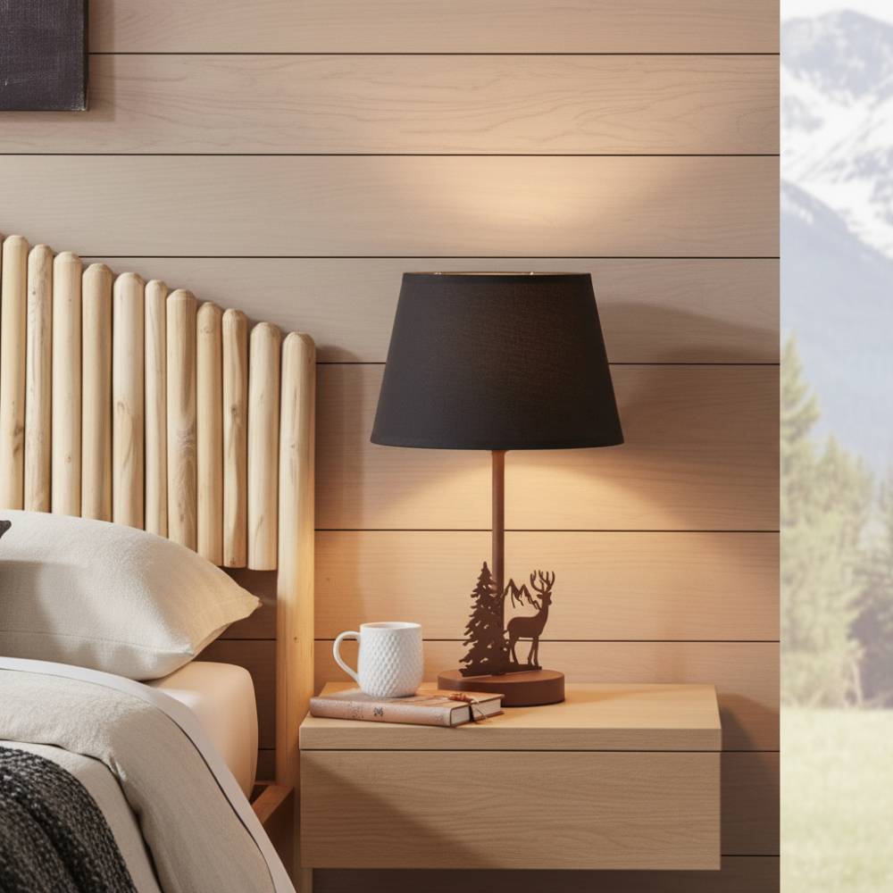 Aubry Gaspard - Lampe en métal Cerf avec abat-jour noir - Image 2