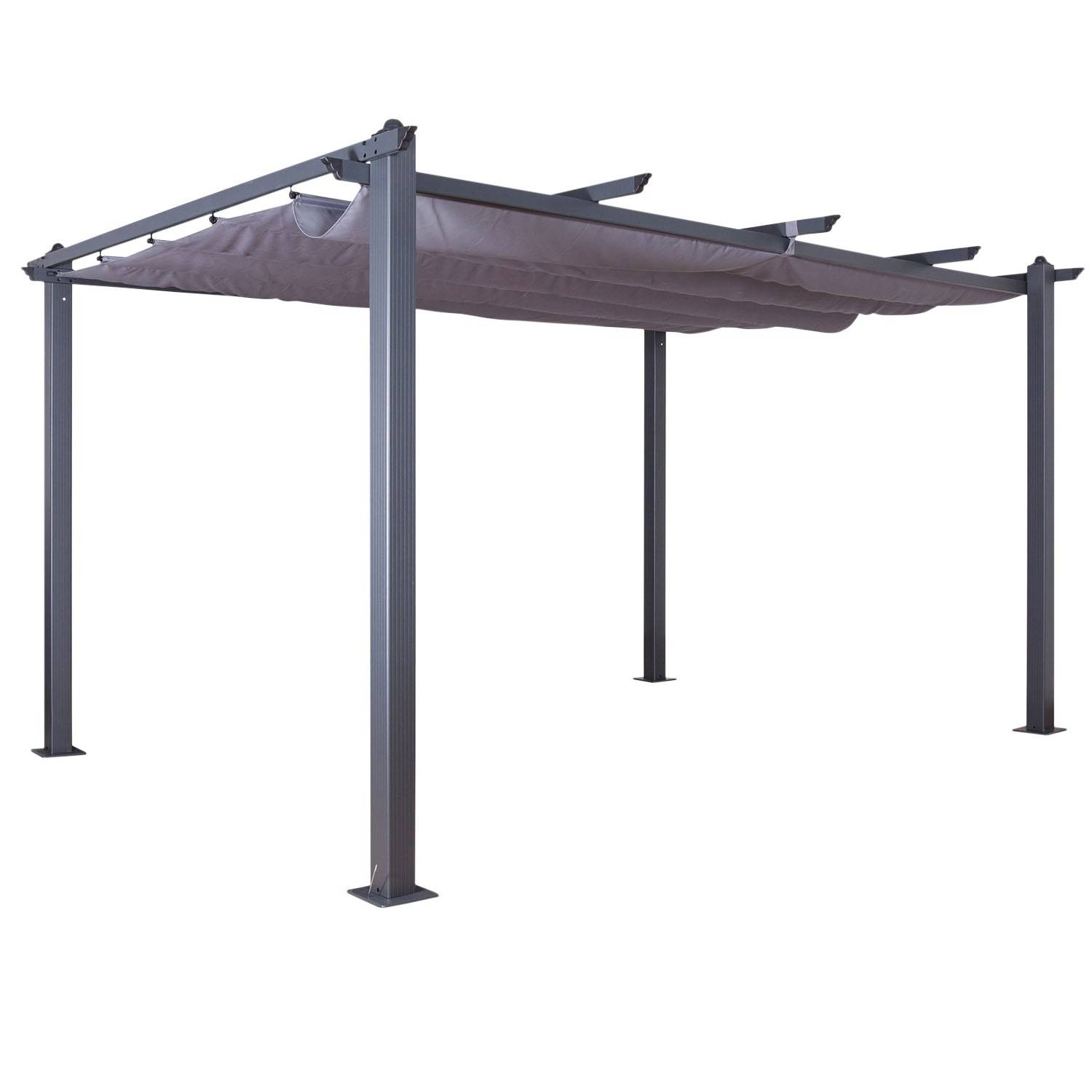 Autre - Tonnelle/Pergola aluminium 3x4m toile coulissante rétractable - Gris - HERO XL - Image 8