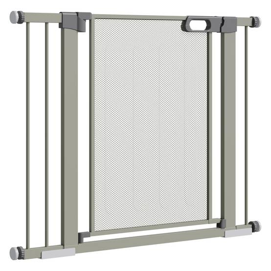 Barrière de sécurité en acier pour chien fermeture auto double verrou 103x76cm gris - ComfortXL Outdoor Living - Image 2