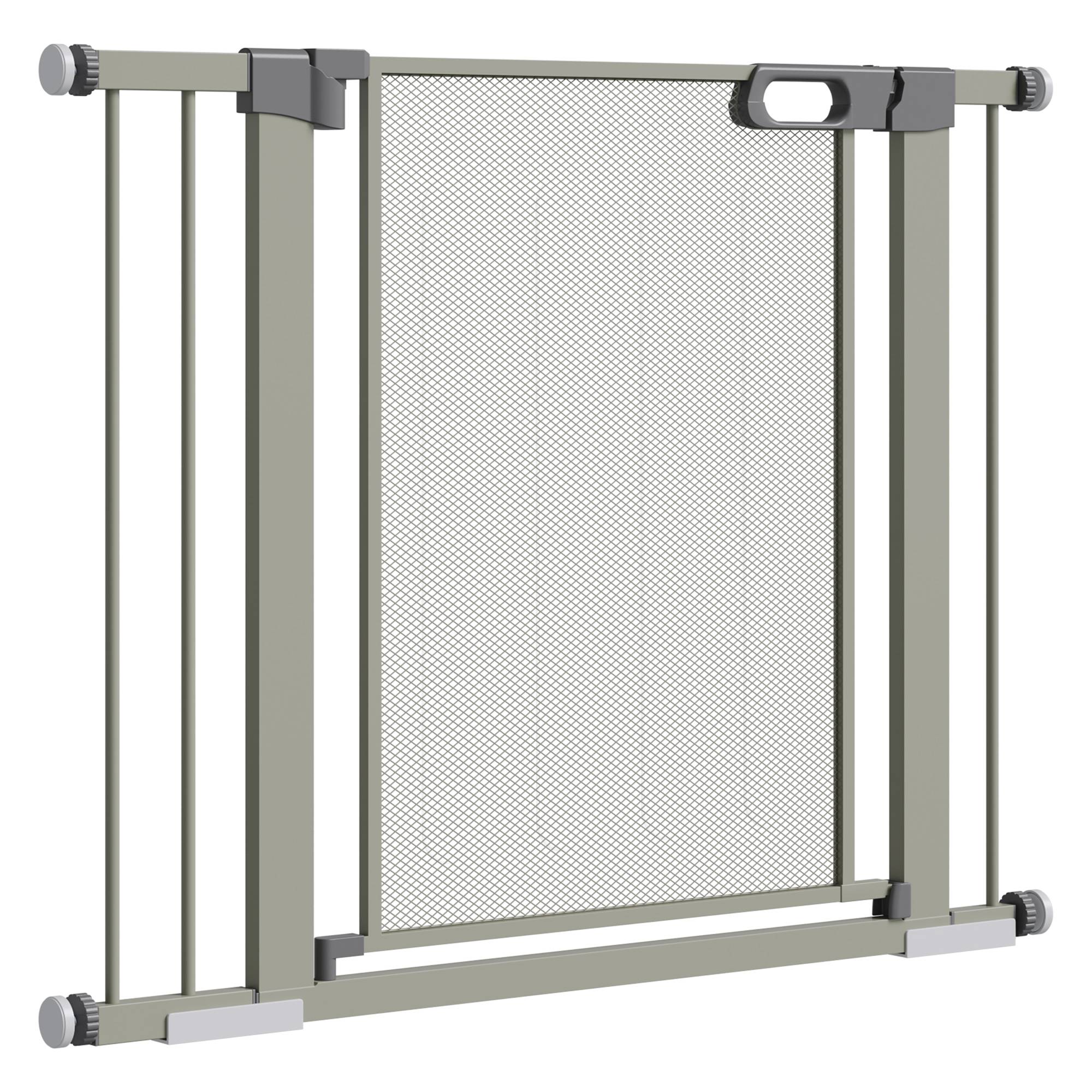 Barrière de sécurité en acier pour chien fermeture auto double verrou 103x76cm gris - ComfortXL Outdoor Living - Image 2