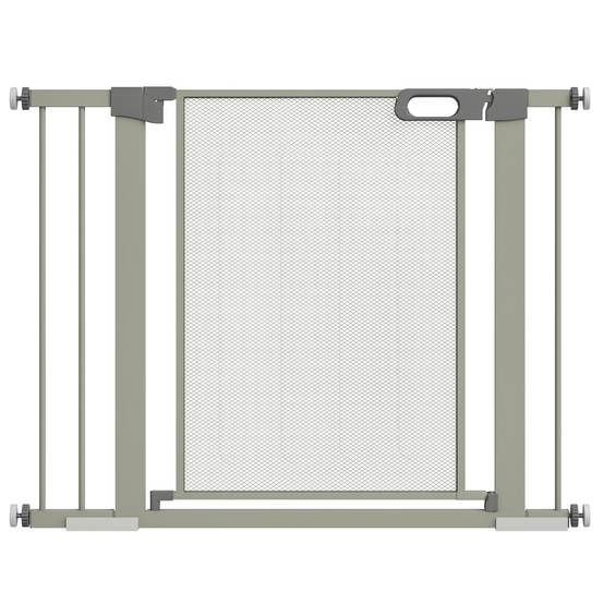 Barrière de sécurité en acier pour chien fermeture auto double verrou 103x76cm gris - ComfortXL Outdoor Living - Image 1