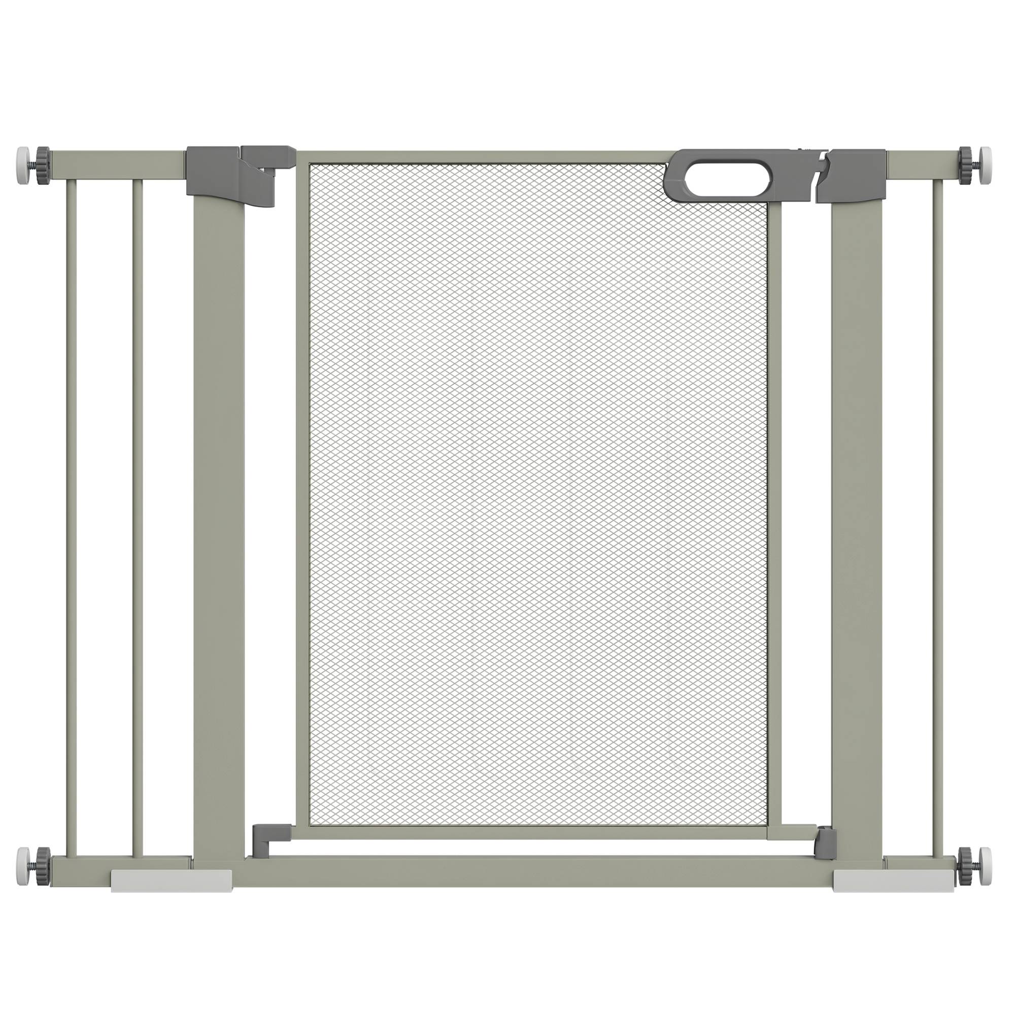 Barrière de sécurité en acier pour chien fermeture auto double verrou 103x76cm gris - ComfortXL Outdoor Living - Image 1