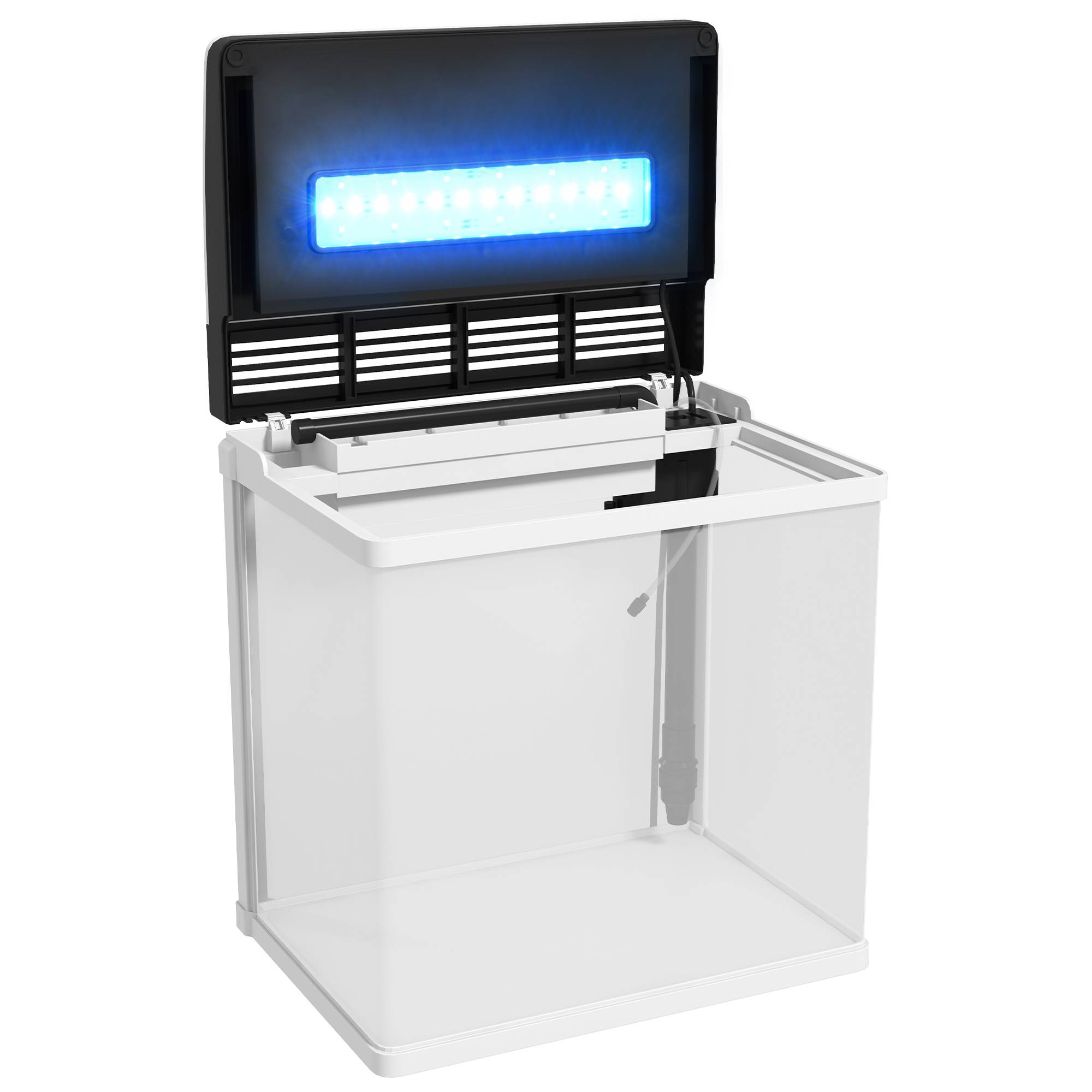 Aquarium complet verre 28L avec filtre silencieux éclairage LED 38x26x39cm blanc - ComfortXL Outdoor Living - Image 10