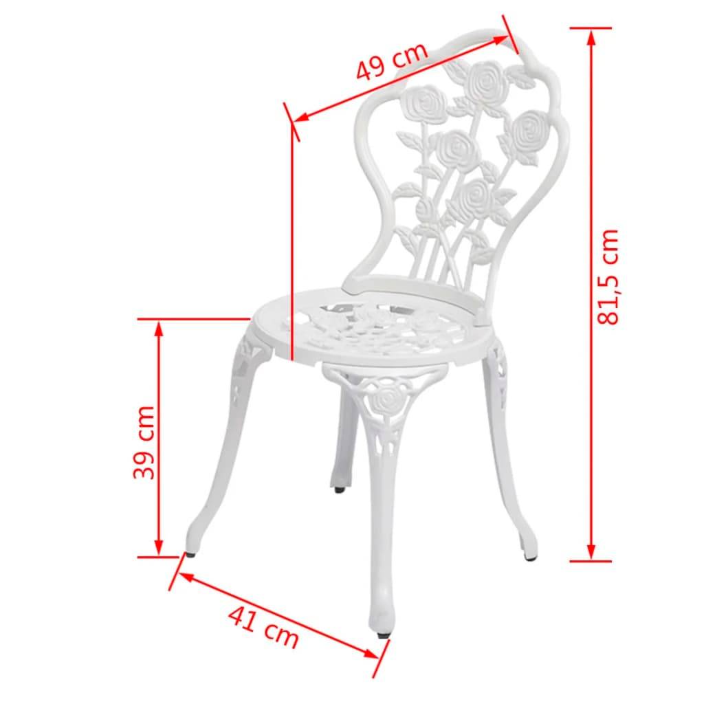 Maison Chic - Lot de 2 Chaises de bistro - Fauteuils de jardin Aluminium coulé Blanc HL205 - Image 5