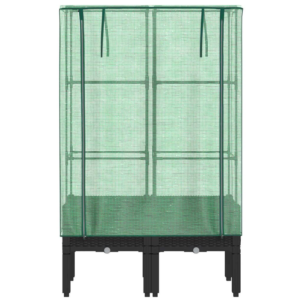 ComfortXL - Carré potager sur pieds aspect rotin avec housse de protection 80x40x140 cm Noir - ComfortXL Outdoor Living - Image 4