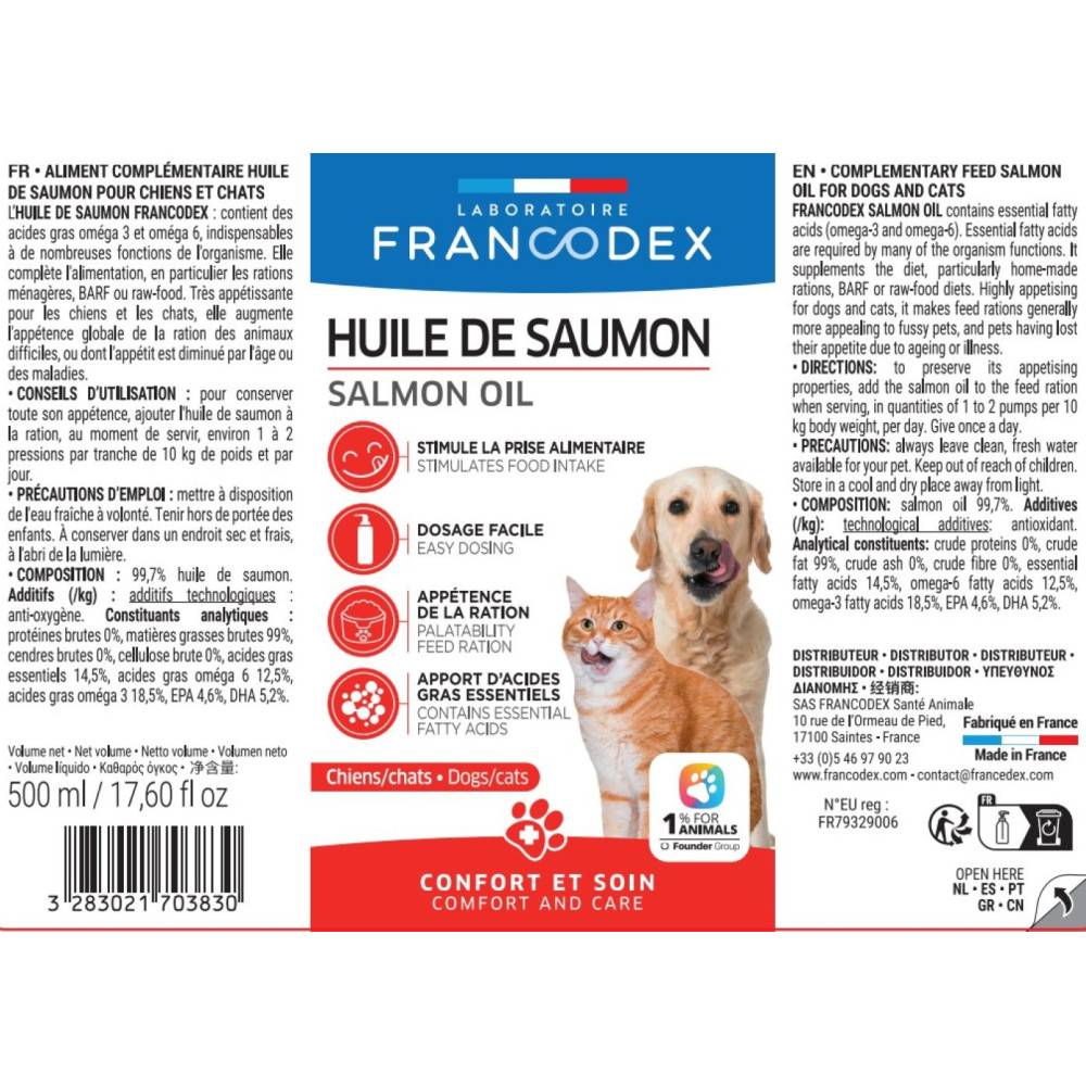 Francodex - Huile de Saumon Pour chiens et chats, flacon de 500 ml - Image 5