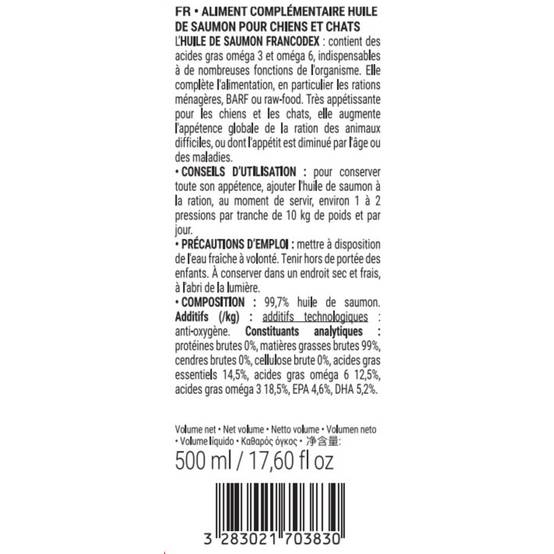 Francodex - Huile de Saumon Pour chiens et chats, flacon de 500 ml - Image 6