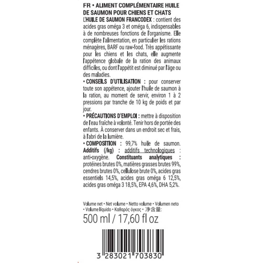 Francodex - Huile de Saumon Pour chiens et chats, flacon de 500 ml - Image 6