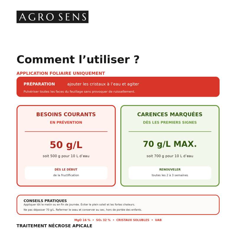 Traitement de la nécrose apicale ou cul noir des tomates - Agro Sens - Seau 5 kg - Image 3