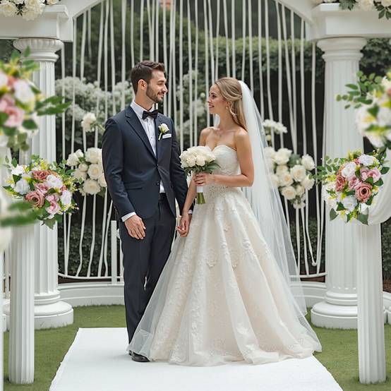 VEVOR Boules de Fleurs Artificielles Mariage 10 PCS 24 cm Roses en Rose et Blanc - Image 8