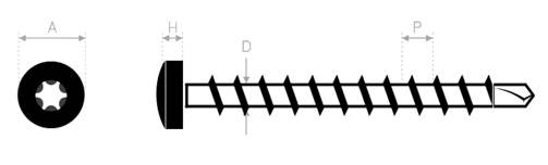 Vis auto-perceuse à tête cylindrique crantée Torx zinguée DIN 7504-N 4,2X25 boîte de 500 - ULTIMA - 15342250 - Image 2