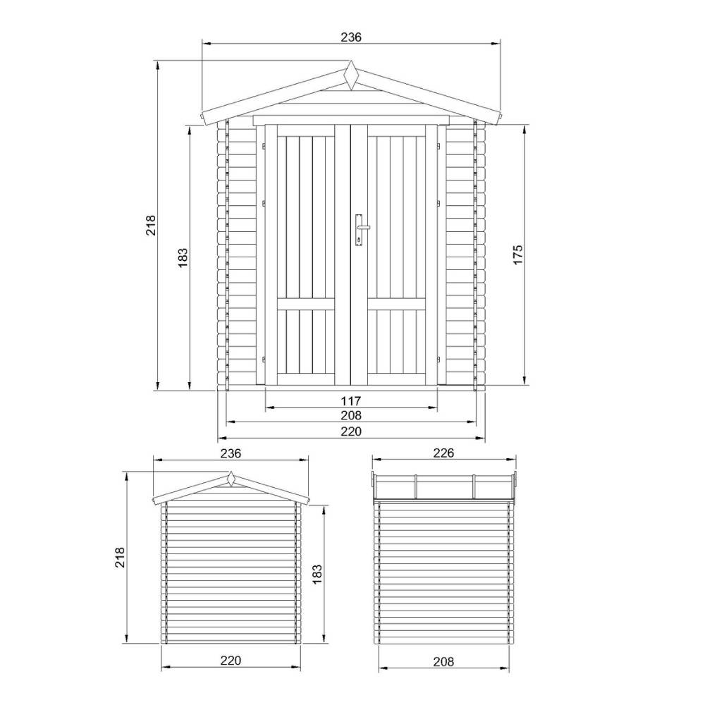 Timbela - Abri de jardin en bois sans plancher - 4.33 m² / 226x236xH218 cm - 19 mm d’épaisseur - Timbela M369F1 - Image 5