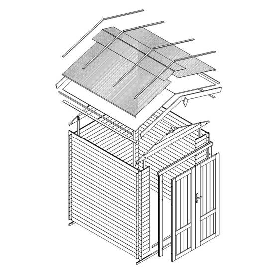 Timbela - Abri de jardin en bois sans plancher - 4.33 m² / 226x236xH218 cm - 19 mm d’épaisseur - Timbela M369F1 - Image 7