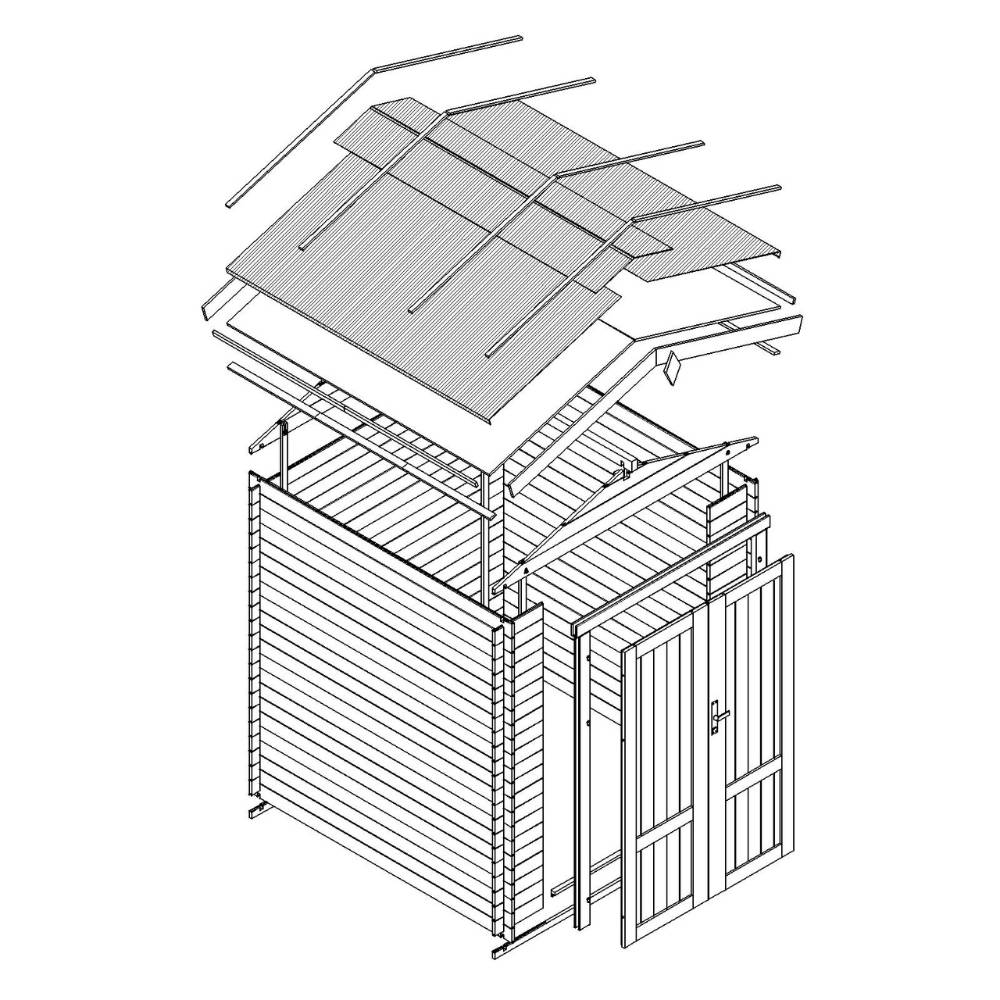 Timbela - Abri de jardin en bois sans plancher - 4.33 m² / 226x236xH218 cm - 19 mm d’épaisseur - Timbela M369F1 - Image 7