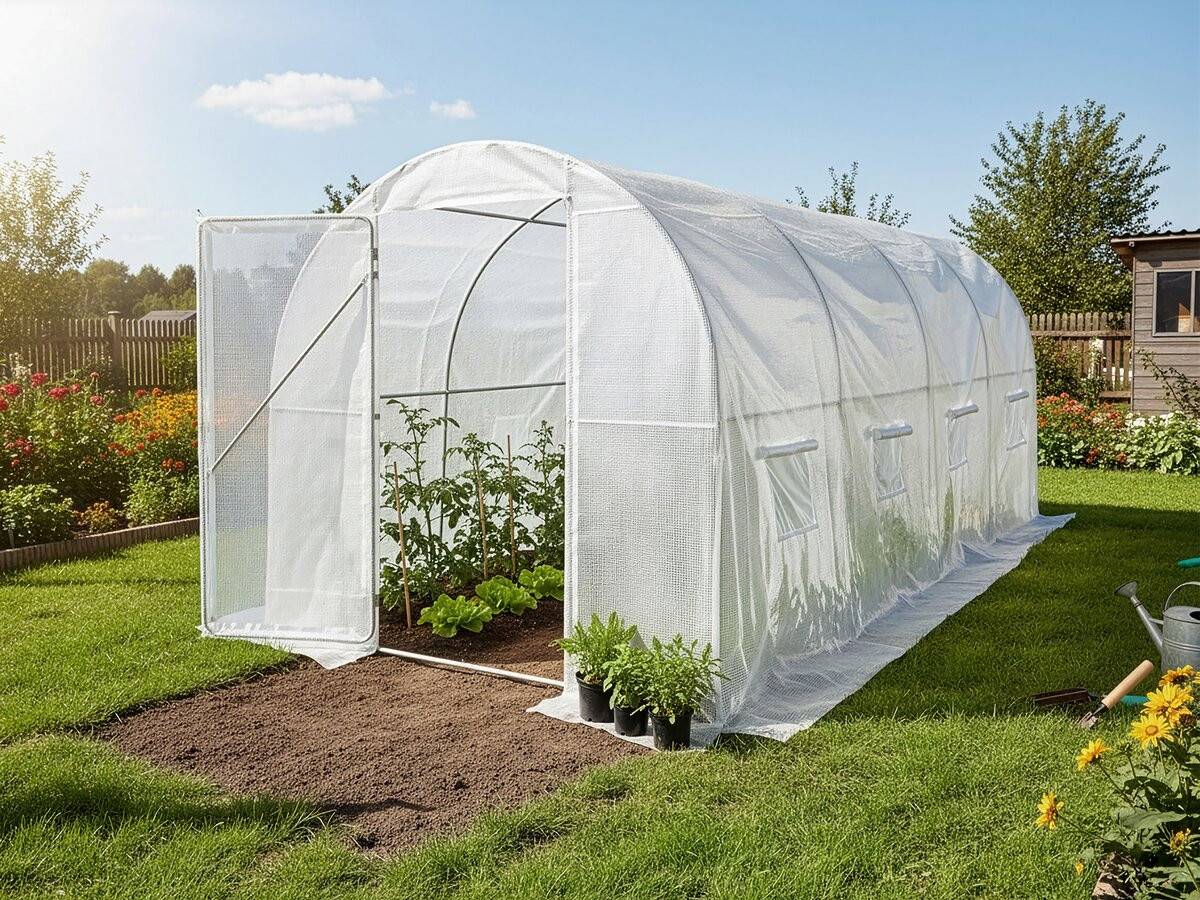 Serre Tunelle De Jardin Avec Porte 4,5 X 2 M "mimosa" - 9 M² - 180g - Blanc -habitat Et Jardin - Image 2