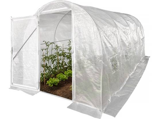 Serre Tunelle De Jardin Avec Porte 4,5 X 2 M "mimosa" - 9 M² - 180g - Blanc -habitat Et Jardin - Image 1