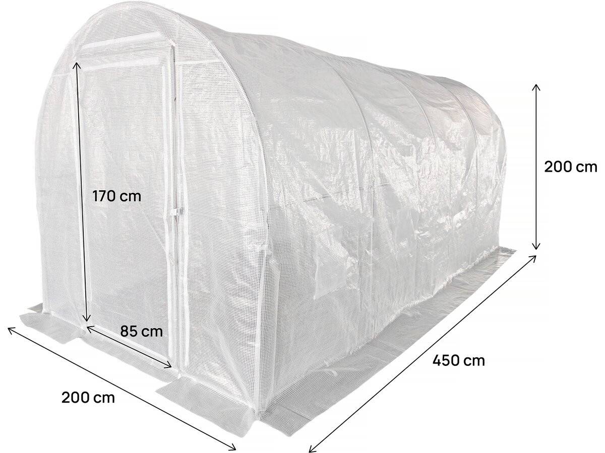 Serre Tunelle De Jardin Avec Porte 4,5 X 2 M "mimosa" - 9 M² - 180g - Blanc -habitat Et Jardin - Image 4