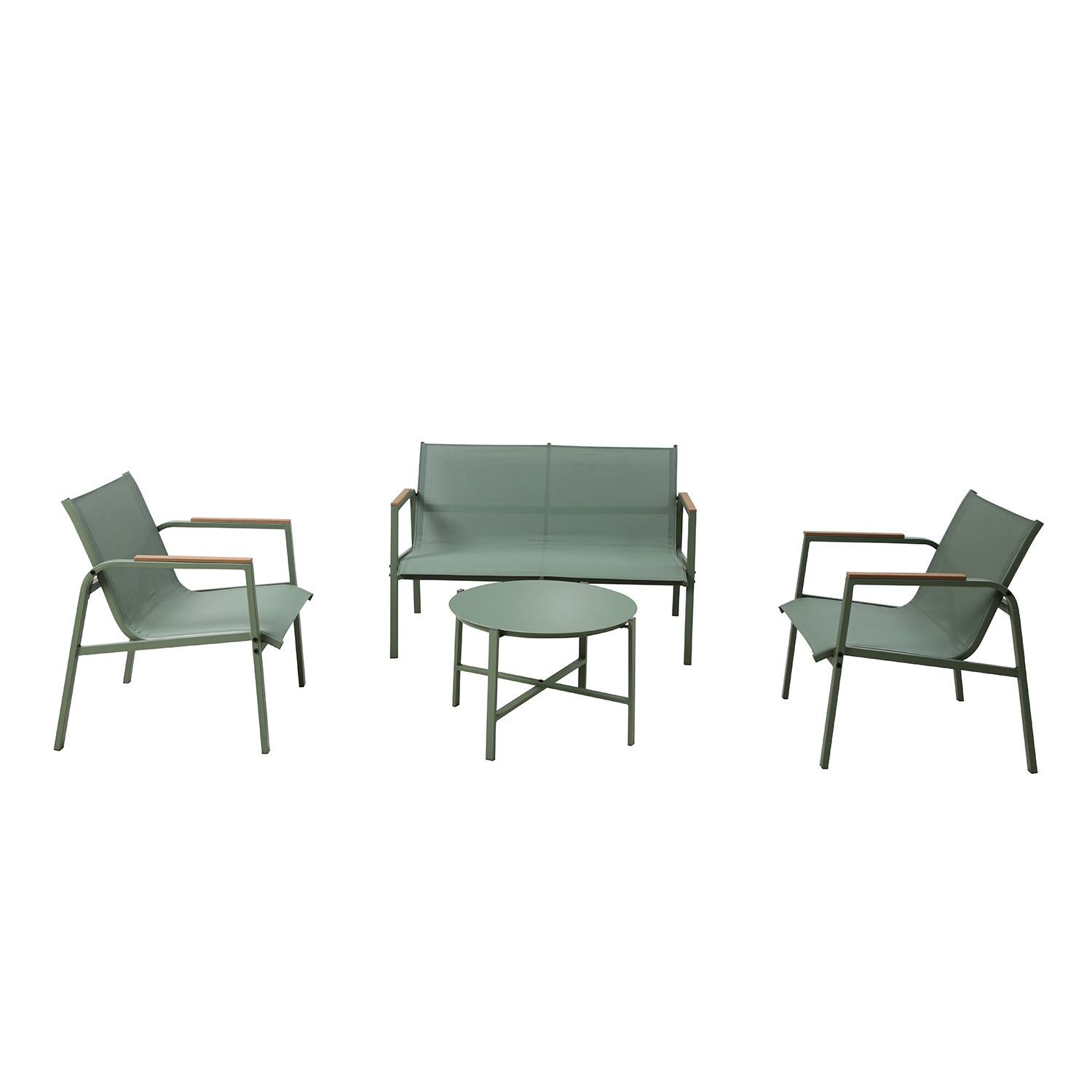 Autre - Salon de jardin en acier et textilène - Ensemble 4 places - Vert - CAMILLE - Image 1