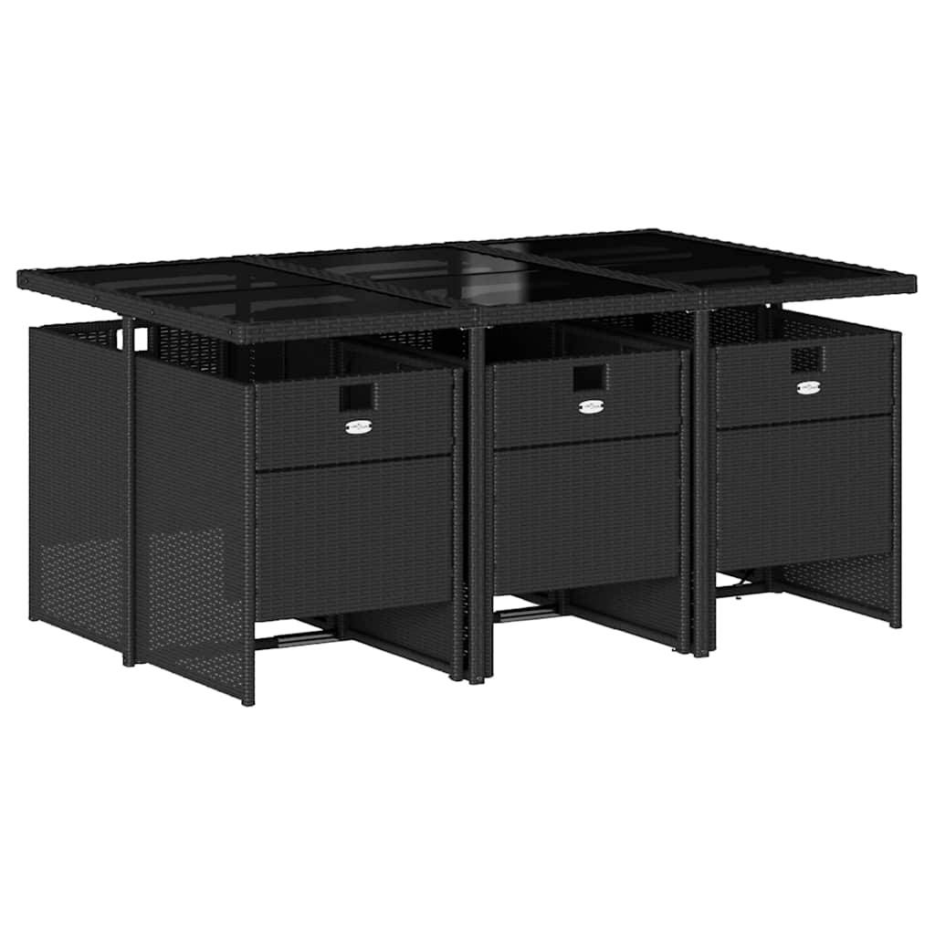 Vidaxl - Ensemble à manger de jardin coussins 7pcs Noir Résine tressée vidaXL 3210547 - Image 8