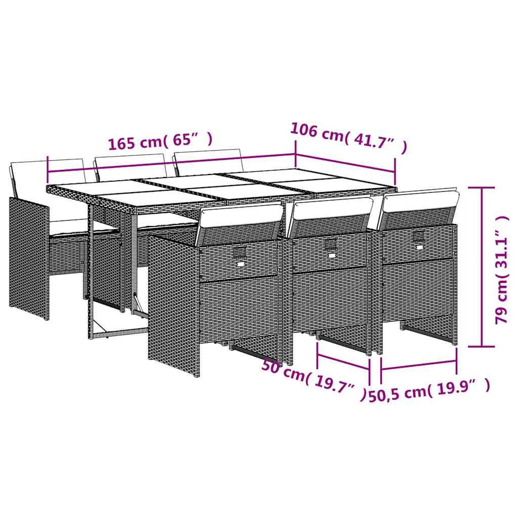 Vidaxl - Ensemble à manger de jardin coussins 7pcs Noir Résine tressée vidaXL 3210547 - Image 3