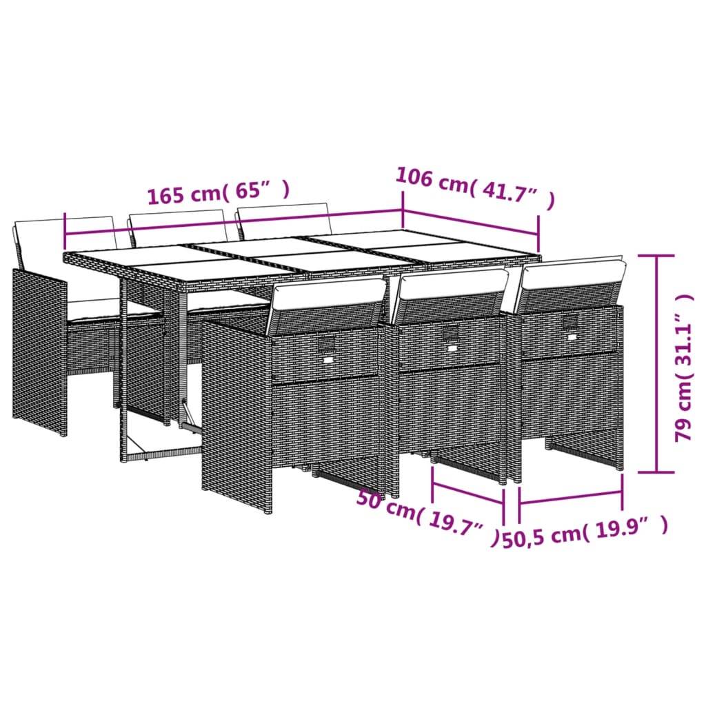 Vidaxl - Ensemble à manger de jardin coussins 7pcs Noir Résine tressée vidaXL 3210547 - Image 7