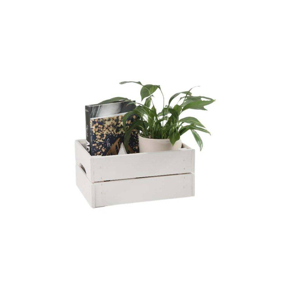 Pinus - Caisse de rangement en pin petit modèle 31 x 23 x 15 cm Blanc - Image 3