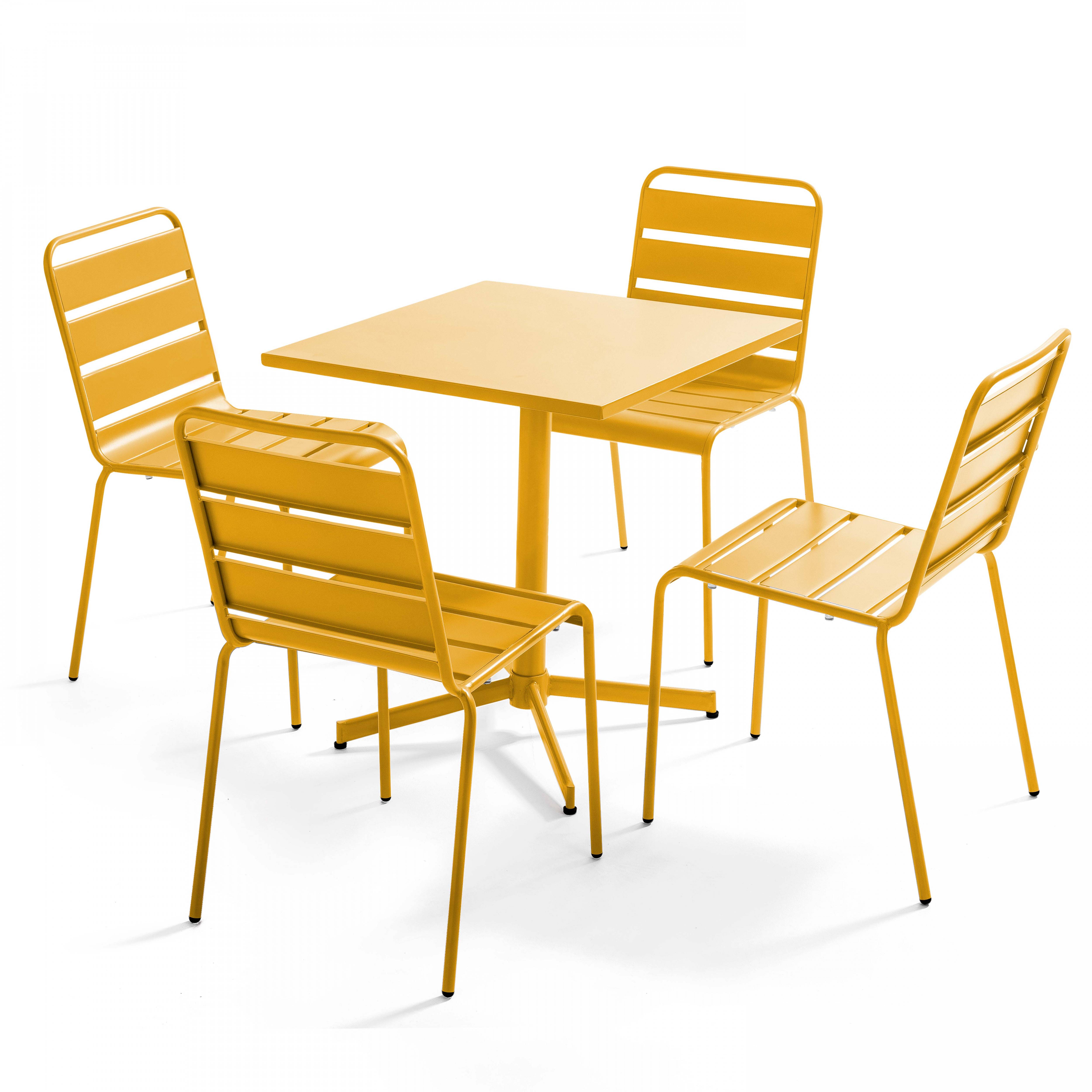 Oviala - Ensemble table de jardin carrée et 4 chaises jaune Palavas - Oviala - Image 1