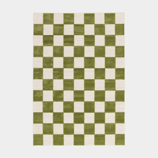 Decoweb - Tapis extérieur et intérieur motif damier - Marius - Vert pistache - 160 x 230 cm - Decoweb - Image 1